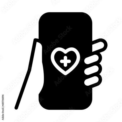 Hand-holding smartphone with health app. Health applications