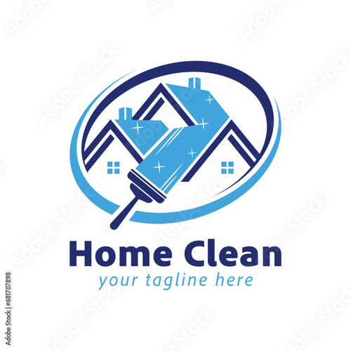 cleaning service logo template, cleaning house logo elements, clean logo vector illustration