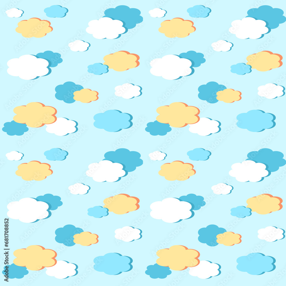 Seamless pattern with cloud vector illustration in yellow and blue background Seamless pattern with cloud vector illustration in yellow and blue background