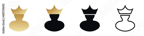 King icon. Premium member with crown. Exclusive user tag.