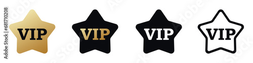 Vip star icon. V i p member badge. Exclusive user card tag.