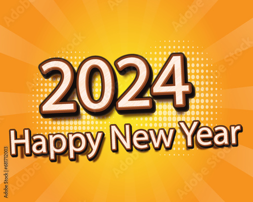 Happy new year 2024 design. With colorful truncated number illustrations, greeting and new year 2024 celebration.. Premium vector design for poster, banner