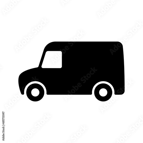Van icon. Delivery truck. Black silhouette. Side view. Vector simple flat graphic illustration. Isolated object on a white background. Isolate.