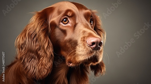 portrait of Irish setter dog isolated on clean background photo