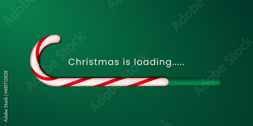 Christmas is loading with candy cane vector illustration background