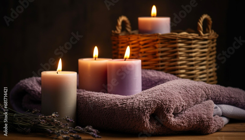 Natural candlelight illuminates tranquil spa treatment for ultimate relaxation generated by AI
