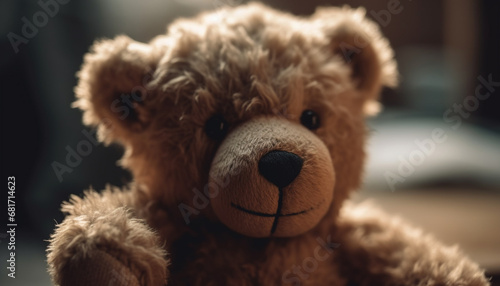 Cute stuffed teddy bear brings joy and childhood memories indoors generated by AI © Jeronimo Ramos
