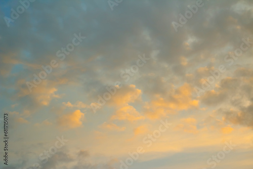Sunlit Sunrise or Sunset Clouds in Yellow & Soft Blues © DLP INSPIRATIONS