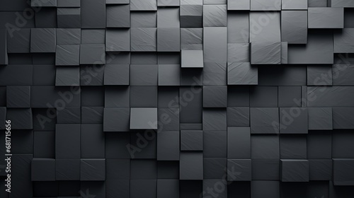 3d render of a consistent tiled background of extruding pieces photo