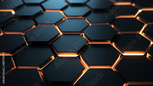 3d render of an unique web background with inclined extruding hexagons photo