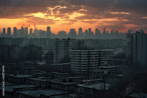 Urban landscape with buildings at sunset, Chengdu, Sichuan Province, China, Verbotene Stadt in Beijing Panorama, AI Generated