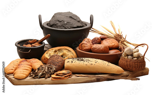 A Hongi Feast with Various Foods Cooked Isolated on Transparent Background PNG. photo