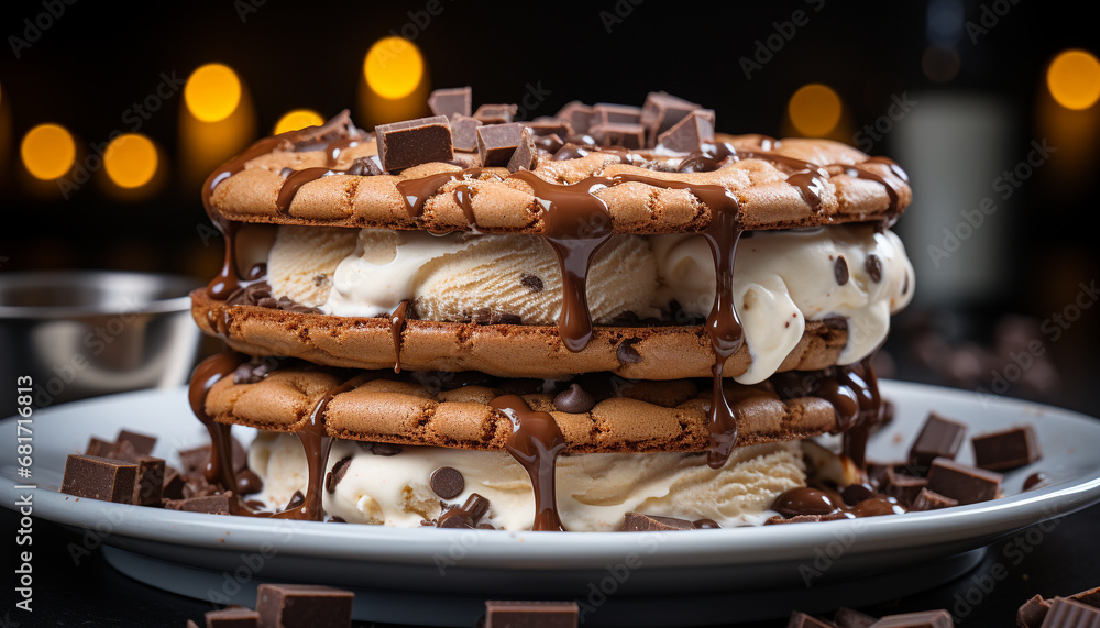Freshness and indulgence in a homemade chocolate dessert generated by AI Freshness and indulgence in a homemade chocolate dessert generated by AI
