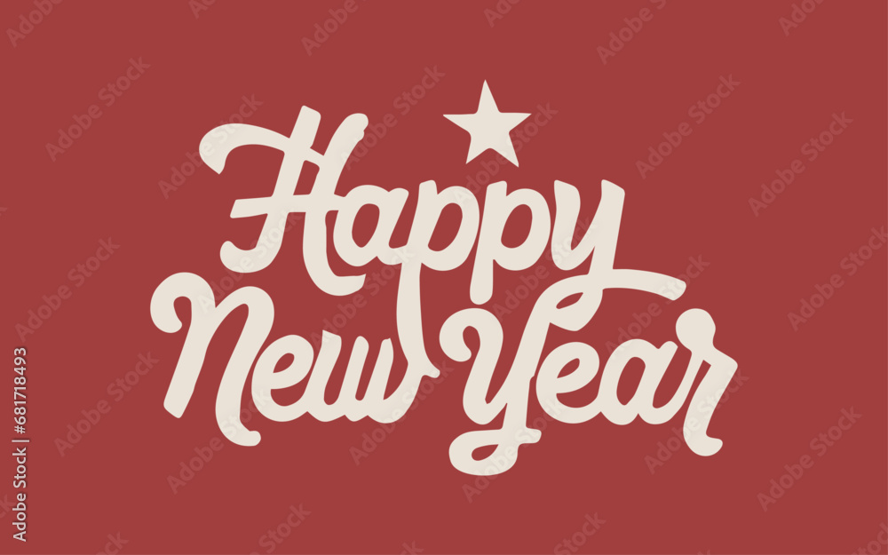 New Year Lettering on red Background