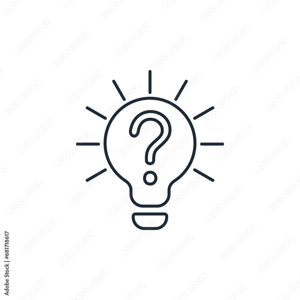 An unknown, forgotten idea. Vector linear illustration icon isolated on white background. An unknown, forgotten idea. Vector linear illustration icon isolated on white background.