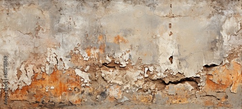 Distressed and Aged Concrete Wall with Peeling Paint
