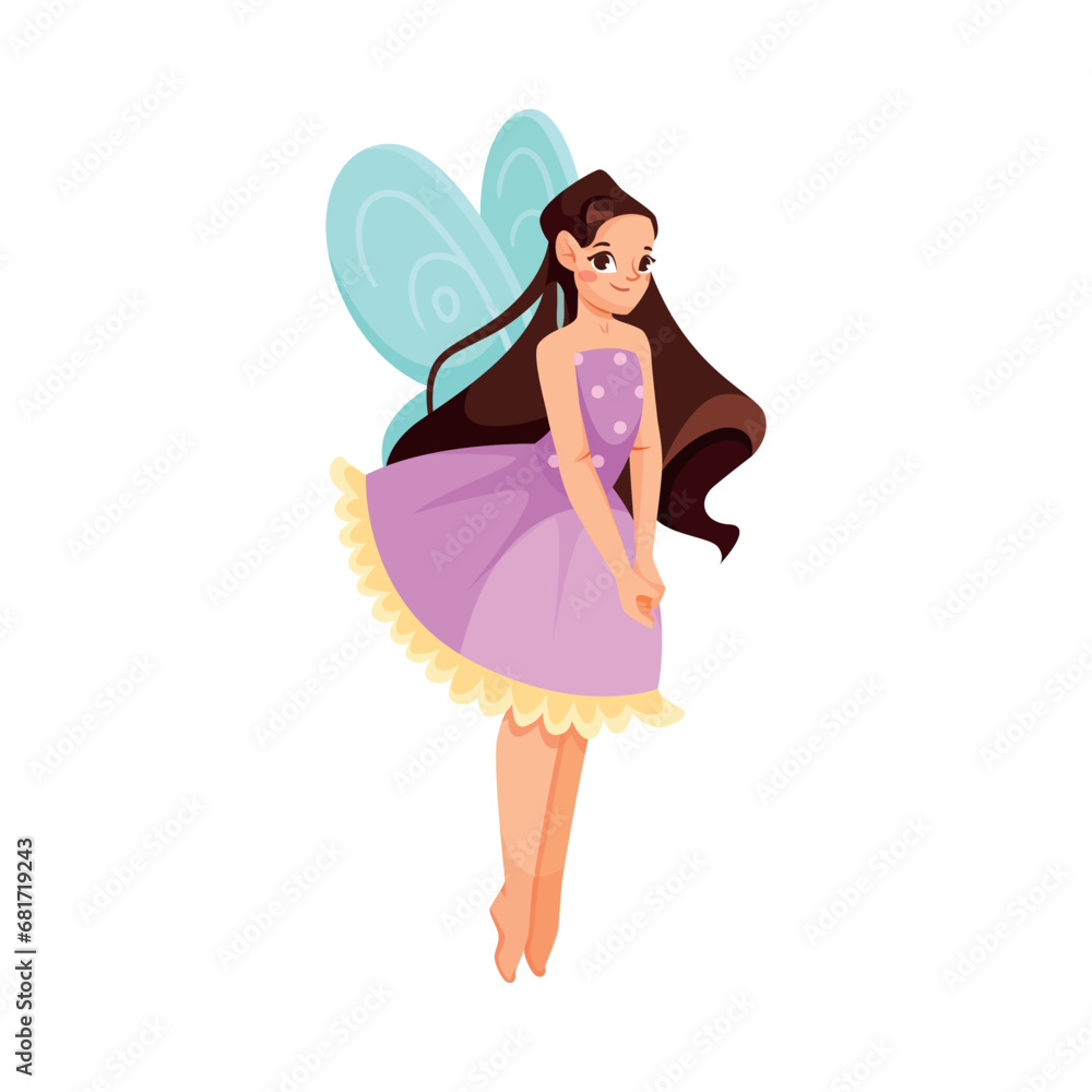 Beautiful Fairy and Pixie in Pink Dress with Wings Vector Illustration Beautiful Fairy and Pixie in Pink Dress with Wings Vector Illustration