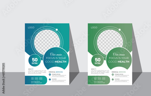 Modern Medical weight loss Flyer Template Design, Cover a4 with vertical layout, Healthcare brochure with space for photo collage and text, leaflets decoration for printing vector illustration