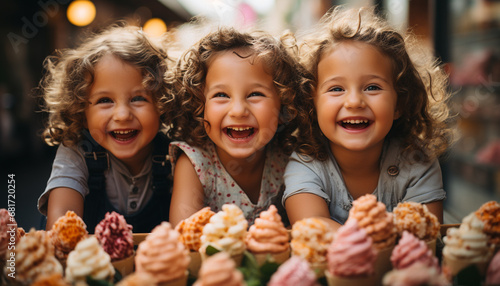 Three cheerful girls enjoying a sweet summer celebration outdoors generated by AI