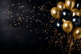 gold balloons and confetti celebration background