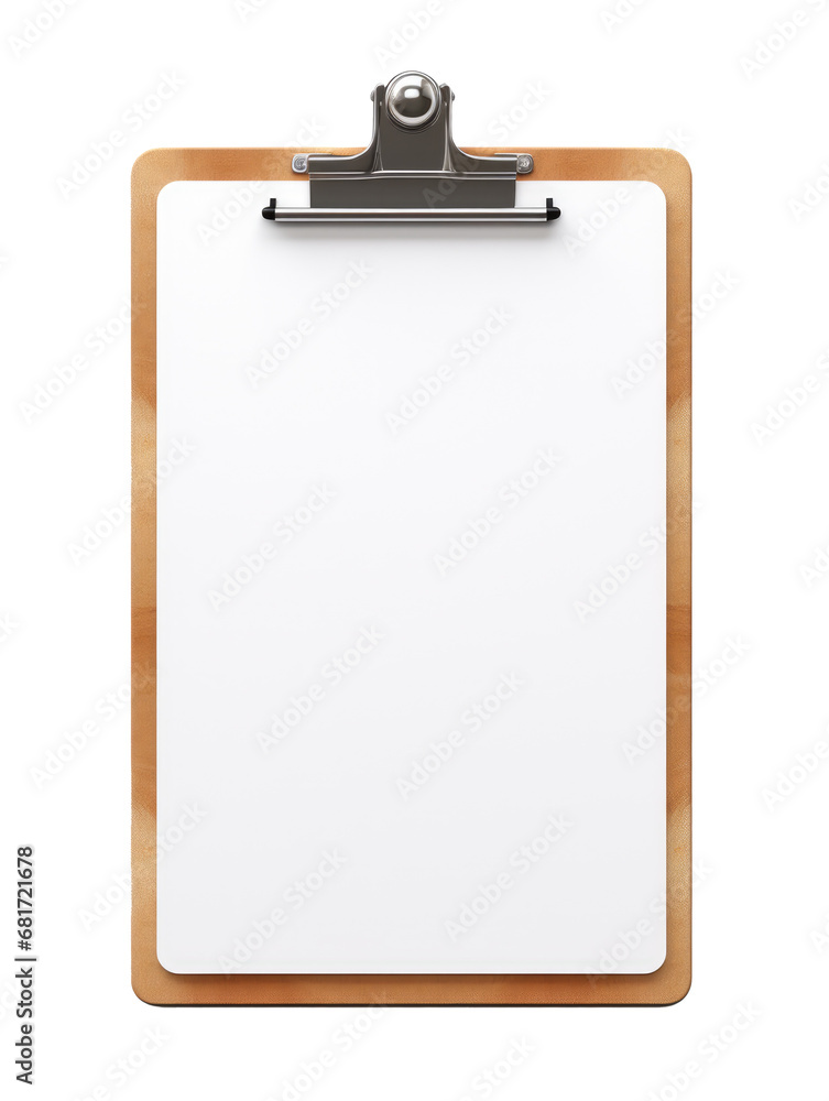 Paper tablet, clipboard with piece of empty paper isolated on transparent background Paper tablet, clipboard with piece of empty paper isolated on transparent background