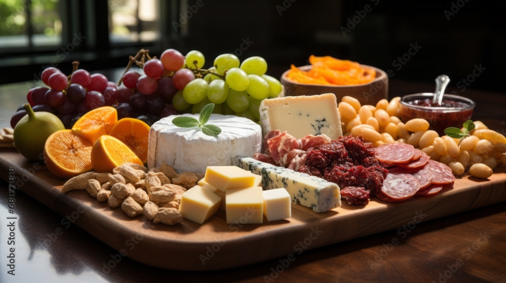 Appetizer Charcuterie Board with fruits and cheese Appetizer Charcuterie Board with fruits and cheese