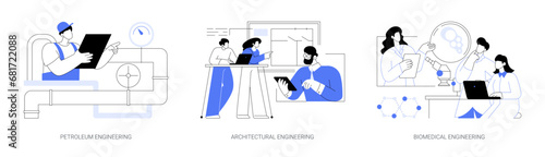 Master of Engineering management isolated cartoon vector illustrations se
