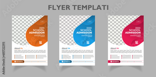 School/College/University Admission flyer set | Kids back to school education admission flyer poster template | Abstract shapes admission flyer | Gradients | (ID: 681722293)