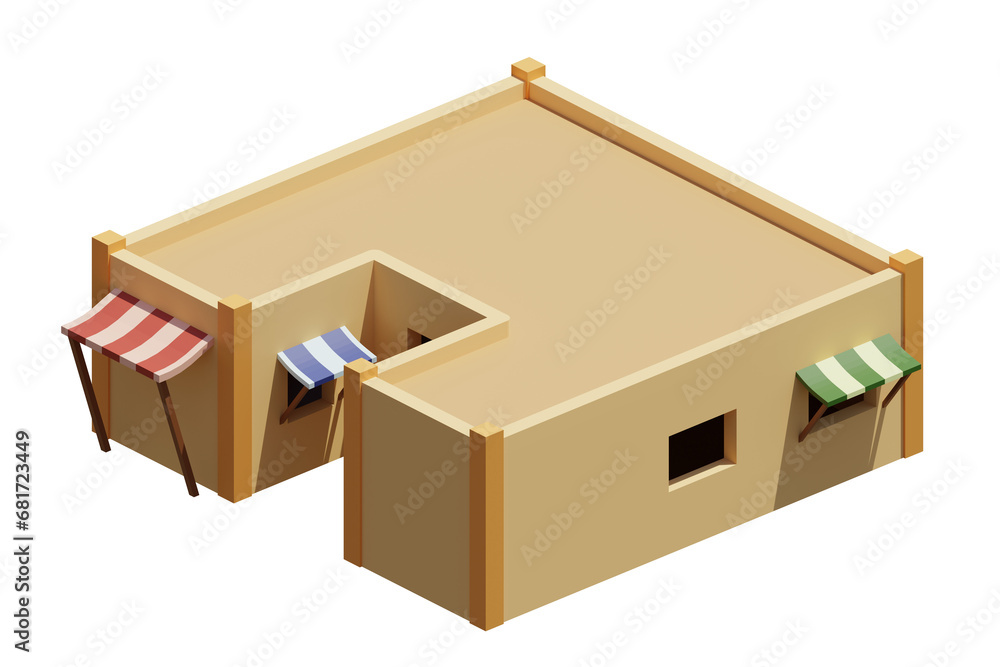 Desert House isometric. 3d rendering. Desert House isometric. 3d rendering.