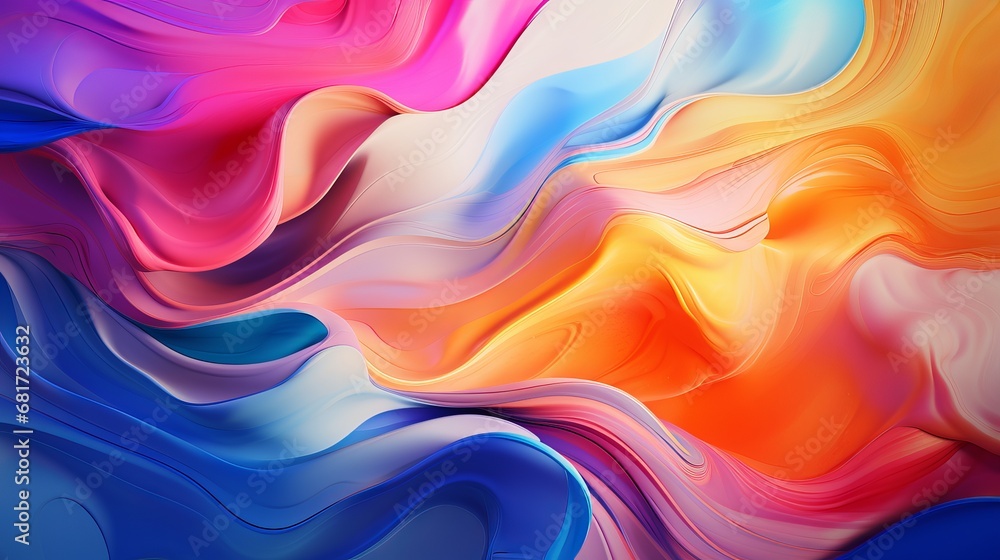 Abstract multicolored scenery with streaming liquid paint