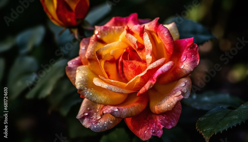 Wallpaper Mural Vibrant tulip blossom, wet with dew, in formal garden generated by AI Torontodigital.ca