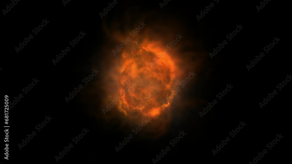 Explosion with alpha channel, Incandescent fireball, intense sphere of burning fire Explosion with alpha channel, Incandescent fireball, intense sphere of burning fire