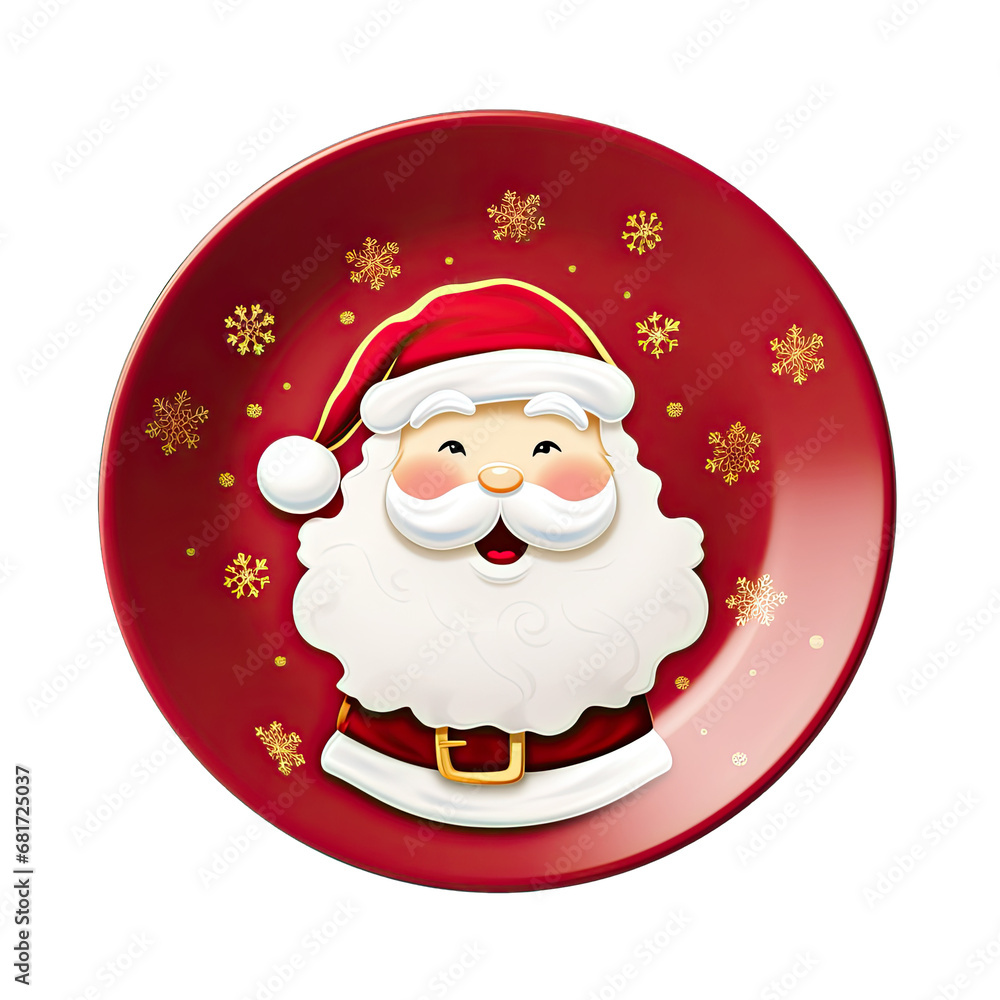 A Festive Holiday Christmas Plate With A Santa Design- Isolated On A White Background Isolated - Christmas 2 A Festive Holiday Christmas Plate With A Santa Design- Isolated On A White Background Isolated - Christmas 2