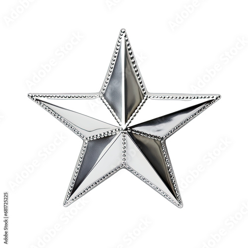 A Glittering Silver Star Ornament- Isolated On A White Background
