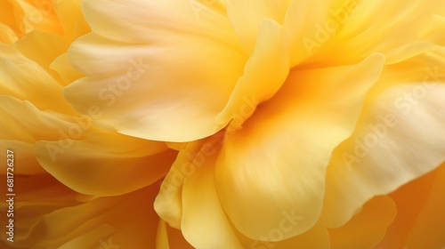 An extreme close-up of a yellow peonies  focusing on the texture of its petals that appear almost translucent in the bright daylight