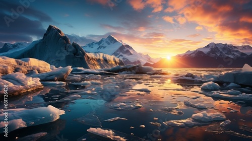 A sparkling winter glacier frozen in time