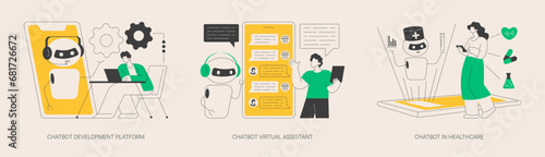 Smart robot abstract concept vector illustrations.