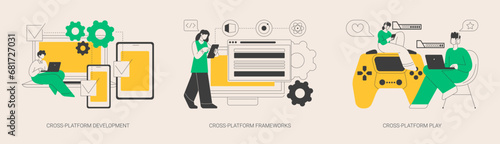 Cross-platform software abstract concept vector illustrations.