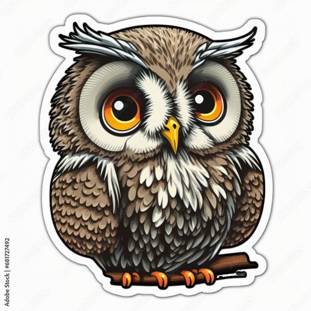 Naklejka premium Owl Illustration for Digital and Print Projects, AI Generative