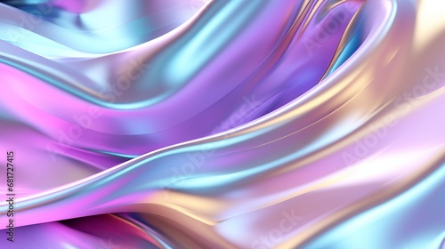 Abstract background glowing holographic thwart metallic surface bright wavy backdrop liquid swells fluid metal surface obscure air range shinning tone colors