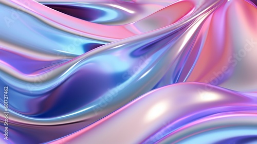 Abstract background glowing holographic thwart metallic surface bright wavy backdrop liquid swells fluid metal surface obscure air range shinning tone colors