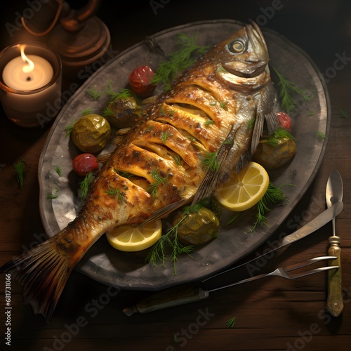 grilled fish with vegetables