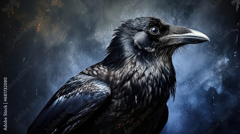 Majestic black raven - obrazy, fototapety, plakaty 