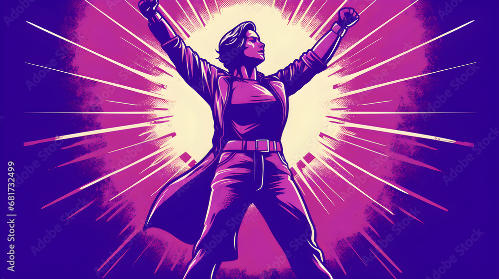 ilustracion clasica de mujer con puño levantado por empoderamiento ...
