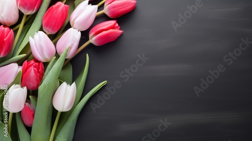 Tulips background for text. © Yahor Shylau 