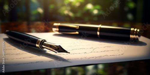 Fountain Pen Graces a Signed Contract on a Modern New York Office Table, Merging Style with Corporate Success