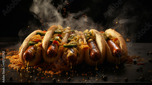hot dog with hot pepper and mustard