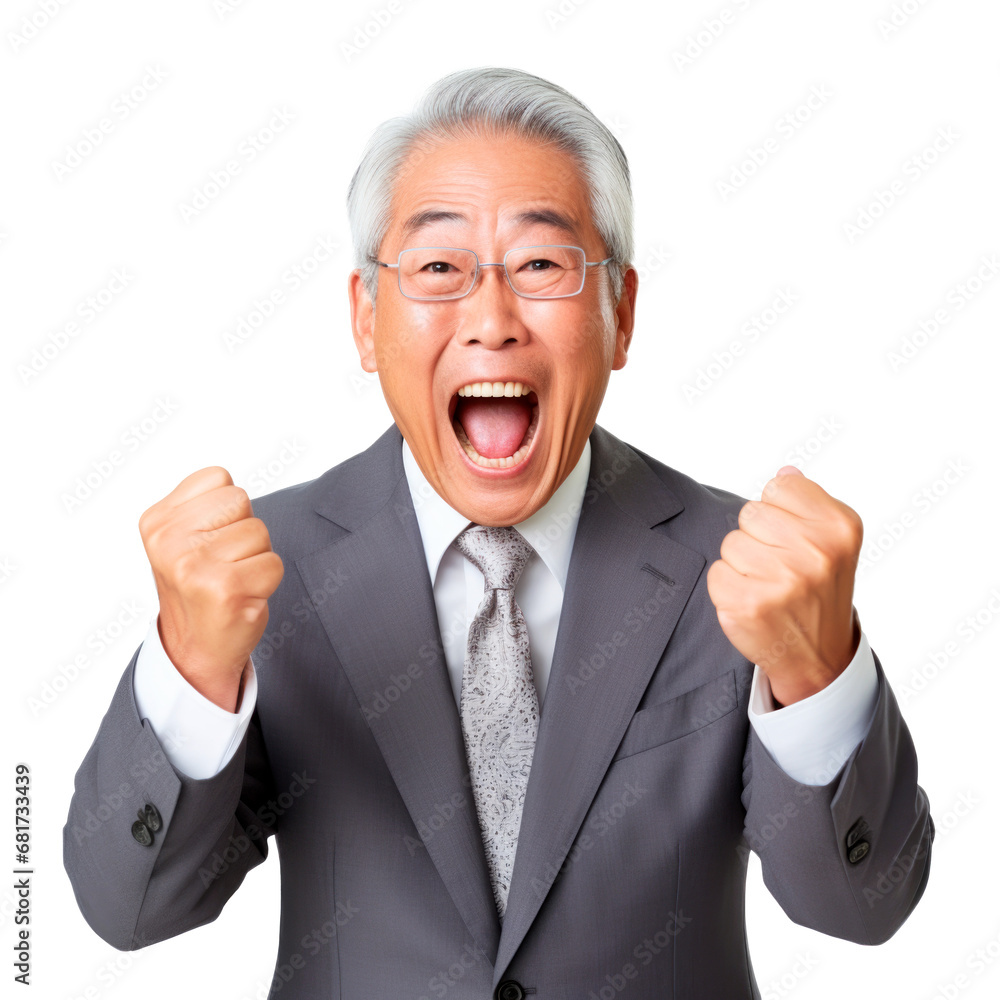 japanese senior businessman. Transparent background japanese senior businessman. Transparent background