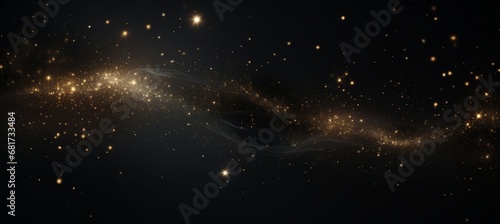 Dynamic digital wave of black particles with shining star dots, creating an abstract background.