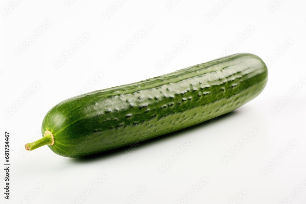 A fresh green cucumber placed on a clean white surface. Perfect for use in recipes, healthy eating articles, or as a symbol of freshness and natural ingredients. A fresh green cucumber placed on a clean white surface. Perfect for use in recipes, healthy eating articles, or as a symbol of freshness and natural ingredients.